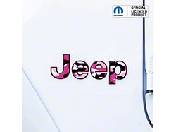 JEEP Emblem Overlay Decal Set; Matte Pink Camo (18-26 Jeep Wrangler JL)
