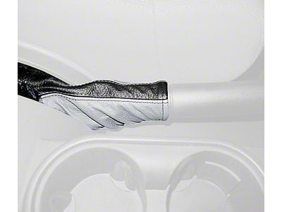 Emergency Brake Boot; Black Leather with Red Stitching (07-10 Jeep Wrangler JK)