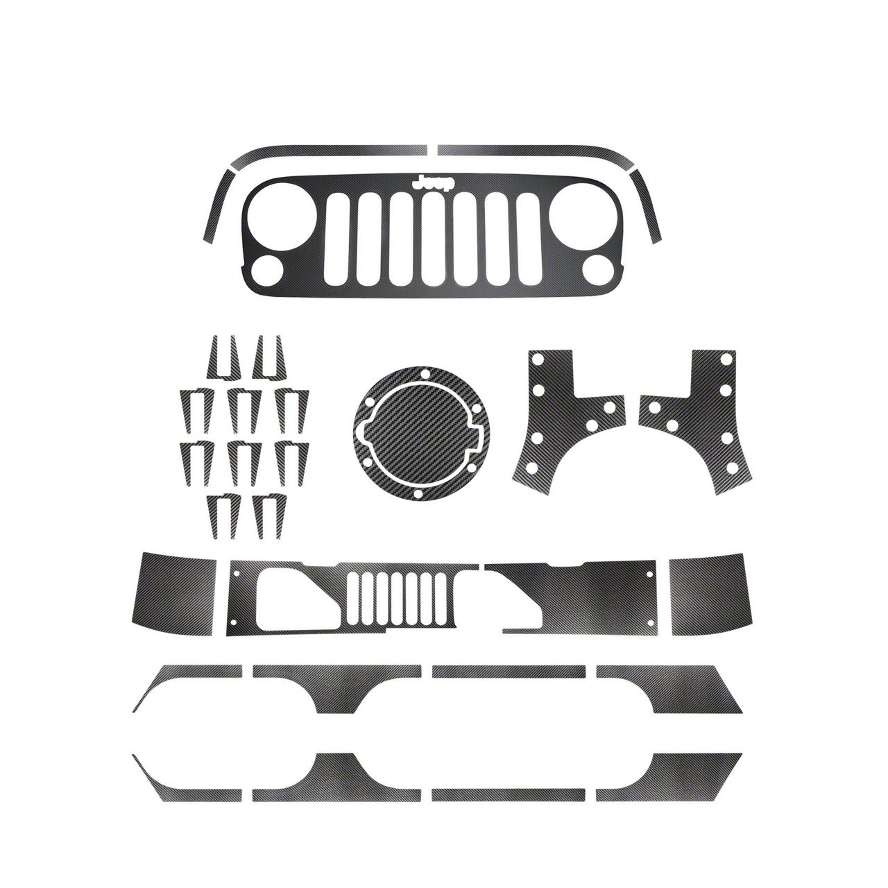 SHINEKA Carbon Fiber Front Wiper Base Panel Cover Trim For Jeep Wrangler JL & Gladiator JT 2018+ (2pcs)