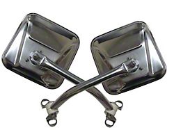 Factory Style Replacement Mirrors; Stainless Steel (76-95 Jeep CJ5, CJ7 & Wrangler YJ)