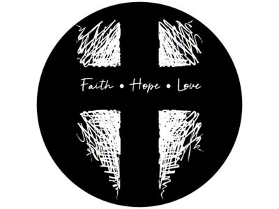 Faith Hope Love Spare Tire Cover with Camera Cutout; Black (18-25 Jeep Wrangler JL)
