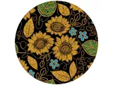 Faux Embroidered Sunflower Spare Tire Cover with Camera Cutout; Black (18-26 Jeep Wrangler JL)