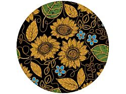 Faux Embroidered Sunflower Spare Tire Cover with Camera Cutout; Black (18-25 Jeep Wrangler JL)