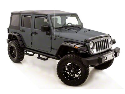Elite Series Rivet Style Fender Flares; Front and Rear; Smooth Black (97-06 Jeep Wrangler TJ)