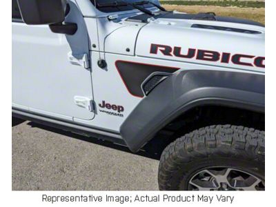 Fender Vent Decals; Matte Black with Matte Black Pinstripe (18-25 Jeep Wrangler JL)