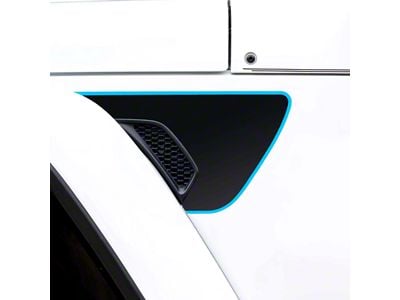 Fender Vent Premium Wrap Decal; Matte Black with Blue Outline (18-25 Jeep Wrangler JL)
