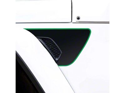 Fender Vent Premium Wrap Decal; Matte Black with Green Outline (18-25 Jeep Wrangler JL)