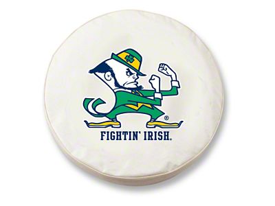 Fighting Irish Notre Dame Spare Tire Cover with Camera Port; White (18-25 Jeep Wrangler JL)