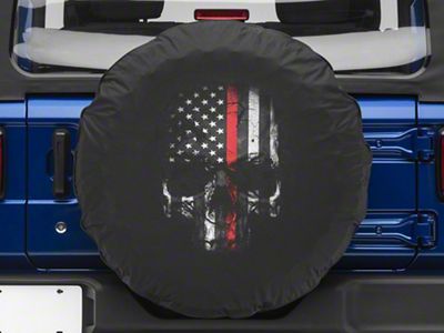 Firefighters Thin Red Line Skull Spare Tire Cover with Camera Port (18-25 Jeep Wrangler JL)
