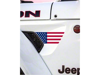 Flag Fender Vent Premium Wrap Decal; Red, White and Blue (18-25 Jeep Wrangler JL)