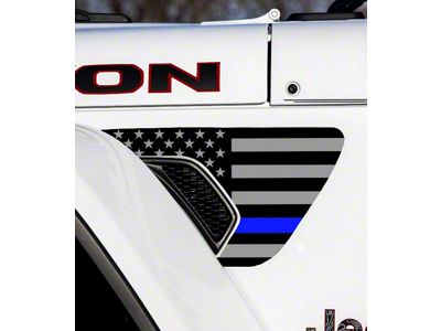 FLAG Fender Vent Premium Wrap Decal; Thin Blue Line (18-25 Jeep Wrangler JL)