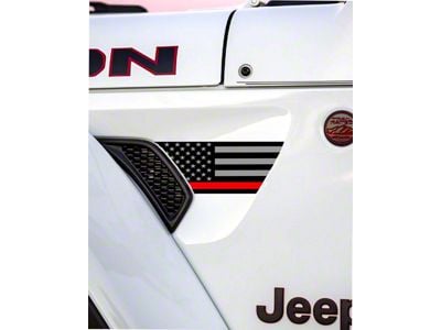 Flag Fender Vent Premium Wrap Decal; Thin Red Line (18-25 Jeep Wrangler JL)