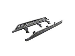 Go Rhino Frame Mounted Steel Rock Sliders; Textured Black (07-18 Jeep Wrangler JK 4-Door)