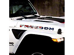 FREEDOM Hood Lettering Decals; Waving Flag (Universal; Some Adaptation May Be Required)