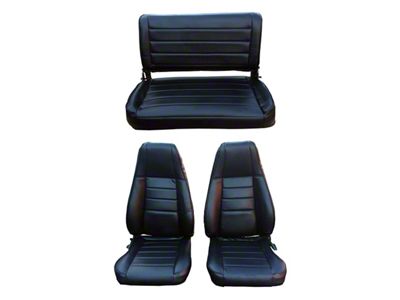 Front Bucket and Rear Bench Seat Upholstery Kit; Vinyl (87-95 Jeep Wrangler YJ w/ Fold-Down Rear Seat)
