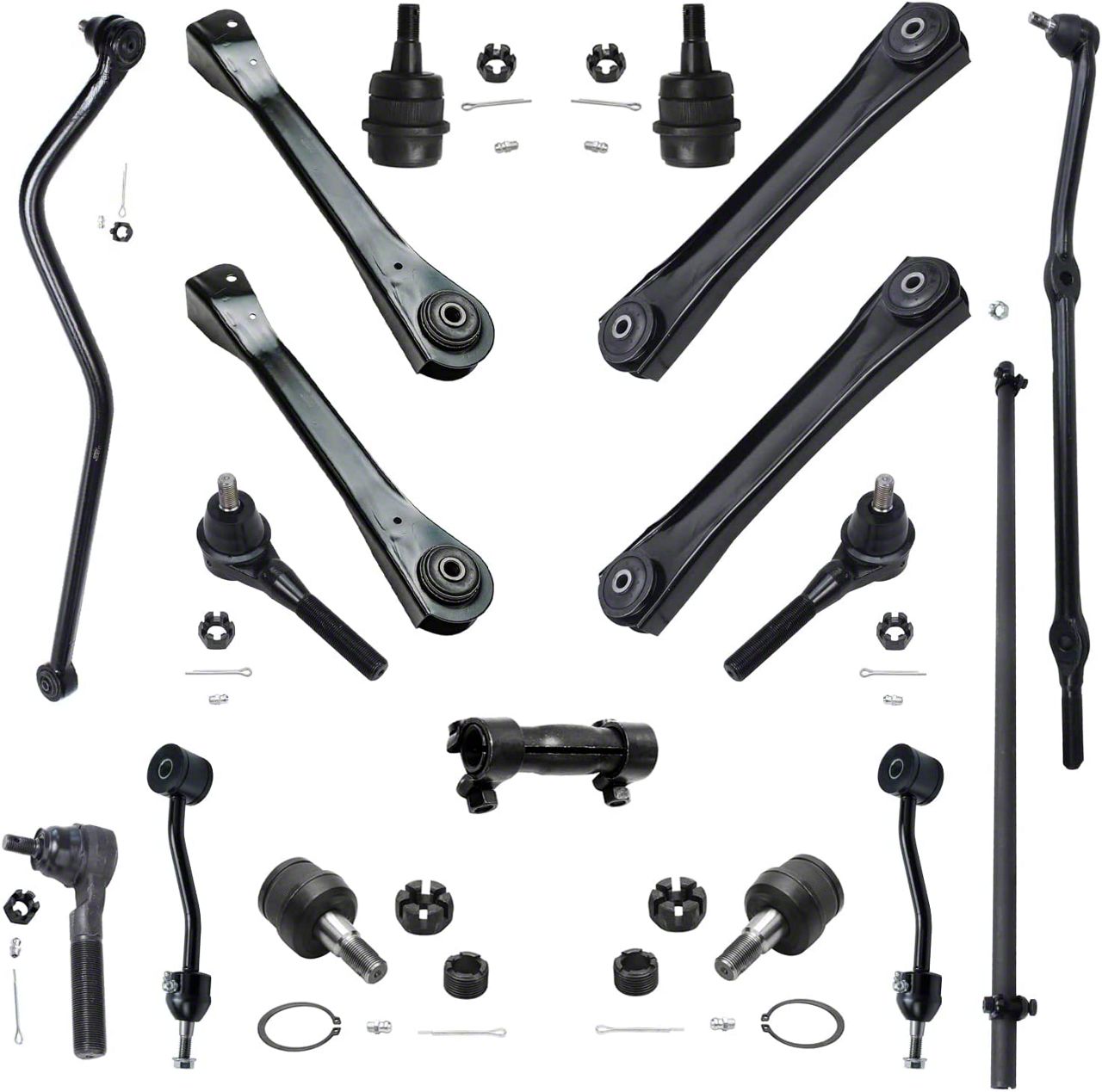 Jeep Wrangler Front Control Arms with Ball Joints, Drag Link, Sway Bar