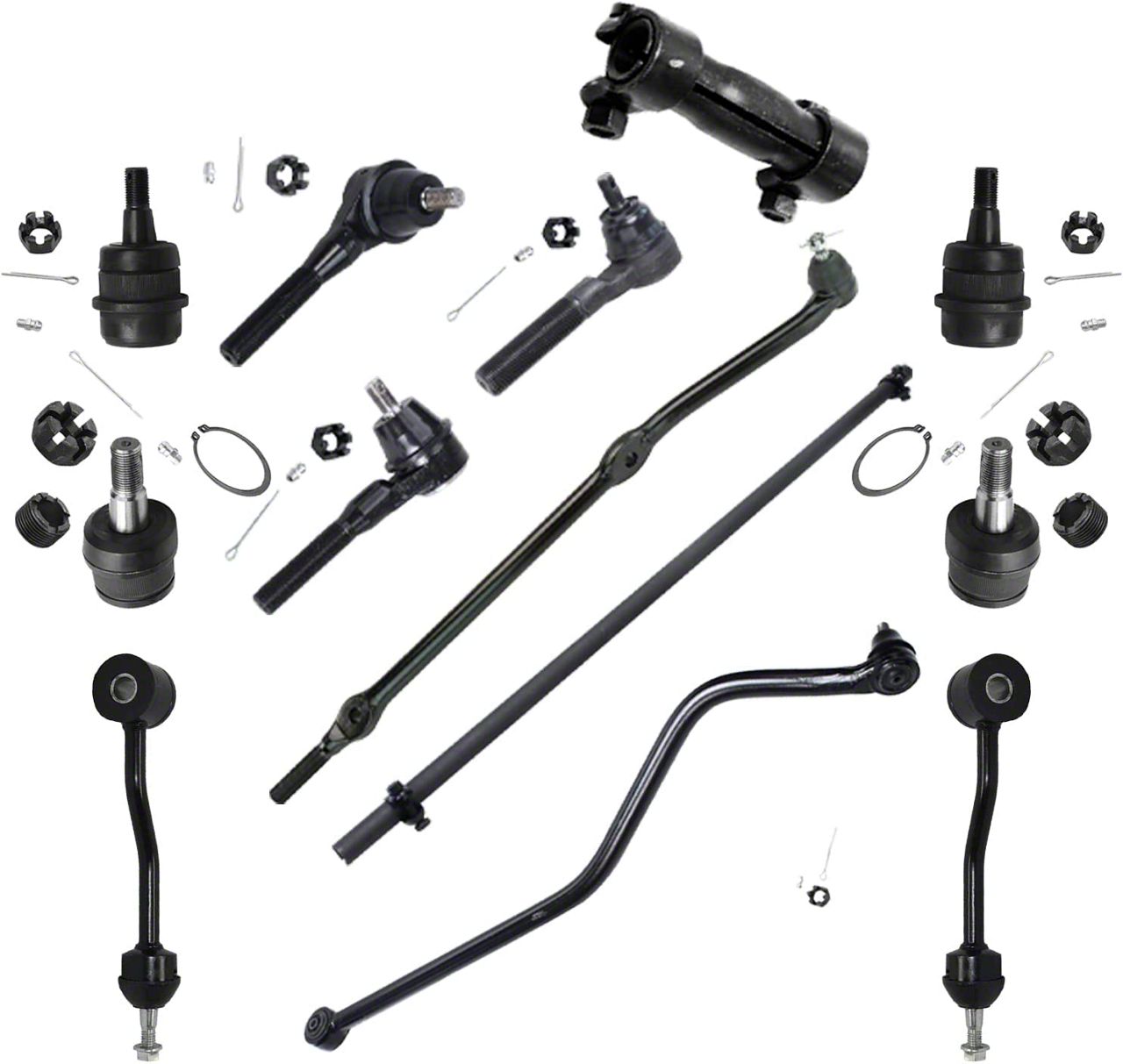 Jeep Wrangler Front Drag Link with Ball Joints, Sway Bar Links, Tie