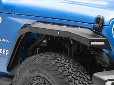 Front Fender Flares with LED Strip; Textured Black (18-25 Jeep Wrangler JL)