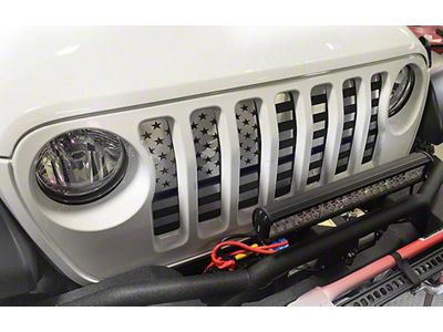 Front Grille; American Flag; With Thin Red Line (18-25 Jeep Wrangler JL)