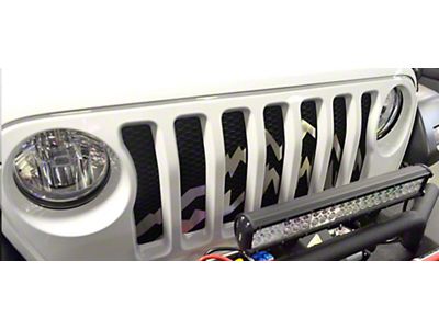 Front Grille; Mountain Peaks Style; Brushed Stainless (18-25 Jeep Wrangler JL)