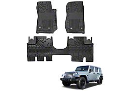 Front and Rear Floor Liners; Black (14-18 Jeep Wrangler JK 4-Door)