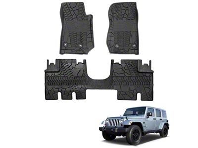 Front and Rear Floor Liners; Black (14-18 Jeep Wrangler JK 4-Door)