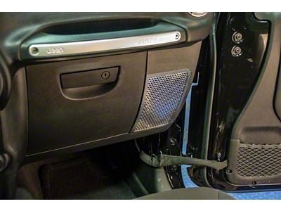 Front Speaker Grilles; Vertical American Flag Polished; 2-Piece (07-18 Jeep Wrangler JK)