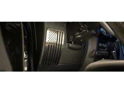 Front Speaker Grilles; Vertical American Flag Brushed; 2-Piece (07-18 Jeep Wrangler JK)