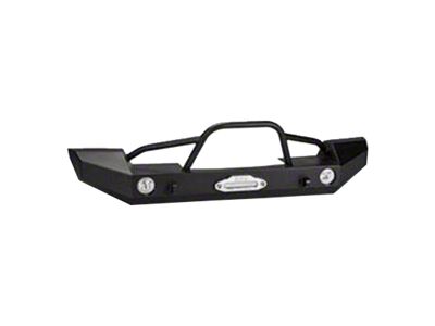 Full-Width Winch Front Bumper with Pre-Runner Brushguard; Black (07-18 Jeep Wrangler JK)