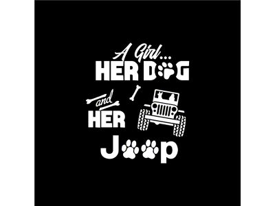 Girl, Her Dog and Jeep Spare Tire Cover; Black (66-18 Jeep CJ5, CJ7, Wrangler YJ, TJ & JK)