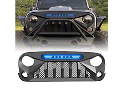 American Modified Gladiator Grille with Blue 5 Star Lights Bar (07-18 Jeep Wrangler JK)