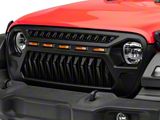 Gladiator Series Grille with Amber LED Running Lights; Matte Black (18-26 Jeep Wrangler JL)