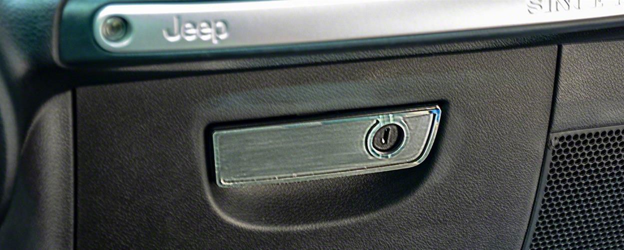 Jeep Wrangler Glove Box Handle Trim; Stainless Steel; 1Piece (0718