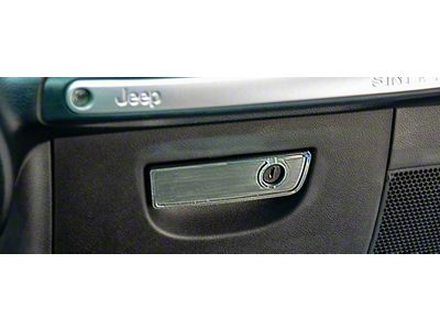 Glove Box Handle Trim; Stainless Steel; 1-Piece (07-18 Jeep Wrangler JK)