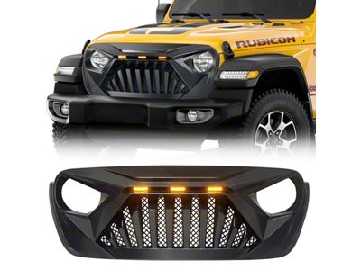 American Modified Goliath Grille with LED Amber Lights (18-25 Jeep Wrangler JL)
