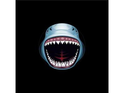 Great White Shark Spare Tire Cover; Black (66-18 Jeep CJ5, CJ7, Wrangler YJ, TJ & JK)