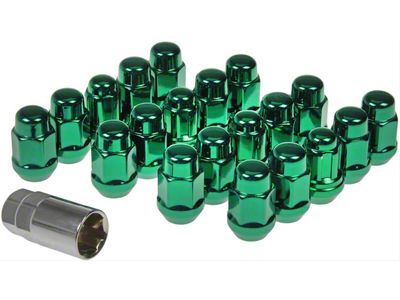 Green Acorn Nut Lock Set; 1/2-20 (87-18 Jeep Wrangler YJ, TJ & JK)