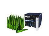 Green Spike Lug Nuts for Aftermarket Wheels; M14x1.5; Set of 32 (18-26 Jeep Wrangler JL)
