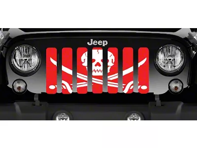 Grille Insert; Ahoy Matey Pirate Flag Red (97-06 Jeep Wrangler TJ)