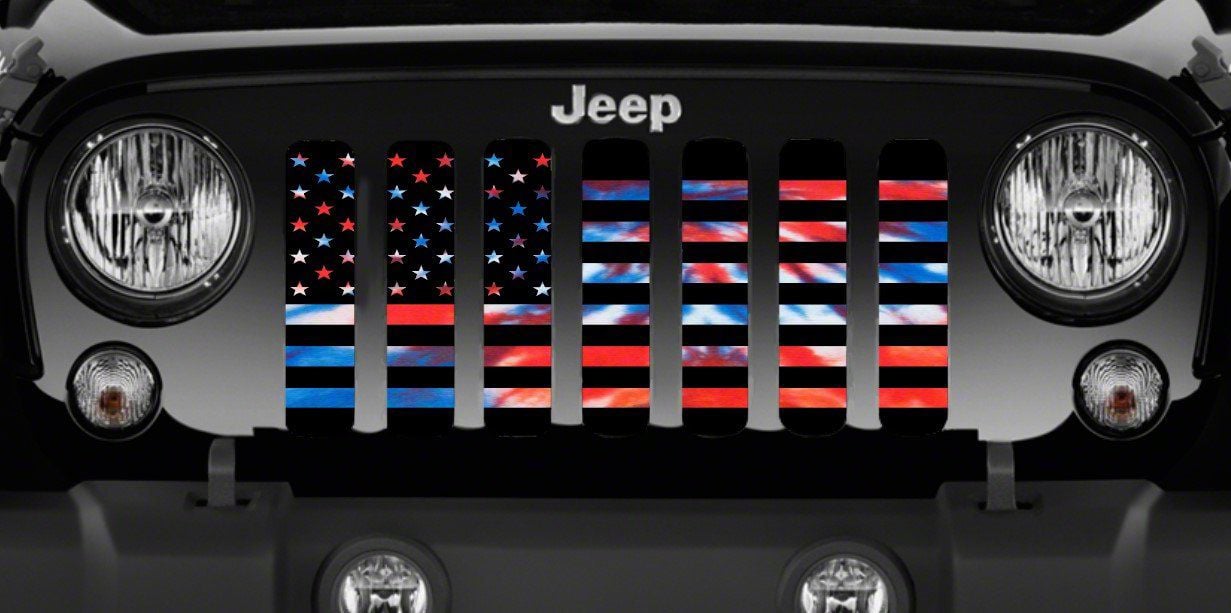 Jeep Wrangler Grille Insert; American Patriotic Tie Dye (8795 Jeep