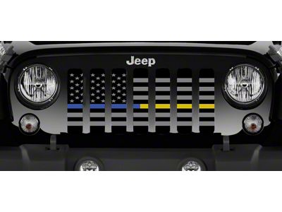 Grille Insert; American Tactical Back the Blue and Gold (87-95 Jeep Wrangler YJ)