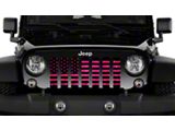 Grille Insert; Black American Flag with Bright Pink Fleck (18-25 Jeep Wrangler JL)