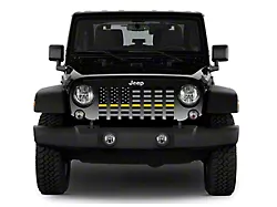 Grille Insert; Black and Gray American Flag with Gold Line (18-25 Jeep Wrangler JL w/ TrailCam)