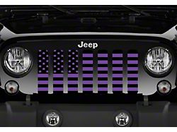 Grille Insert; Black and Purple American Flag (18-25 Jeep Wrangler JL w/o TrailCam)