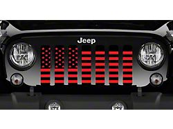 Grille Insert; Black and Red American Flag (97-06 Jeep Wrangler TJ)
