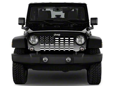 Grille Insert; Black and White American Flag (18-25 Jeep Wrangler JL w/ TrailCam)