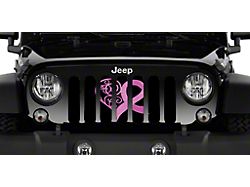 Grille Insert; Center Pink Hearts Breast Cancer Ribbon (97-06 Jeep Wrangler TJ)