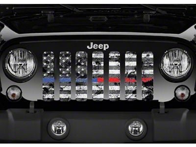 Grille Insert; Dirty Grace Tactical Back the Blue and Red (87-95 Jeep Wrangler YJ)