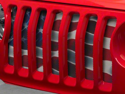 Grille Insert; Freedom American Flag (18-25 Jeep Wrangler JL w/o TrailCam)