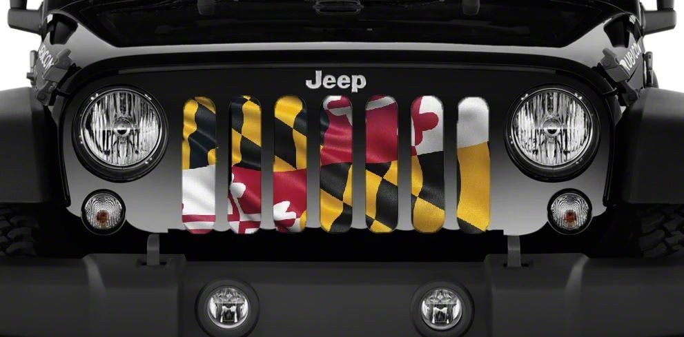 Jeep Wrangler Grille Insert; Manly Deeds Maryland Flag (18-23 Jeep